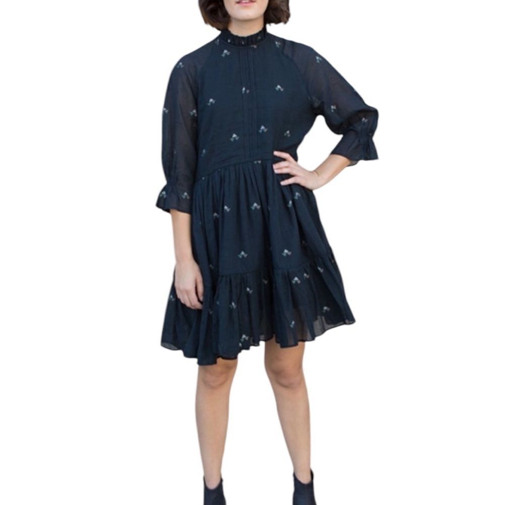 Mirth Napa Mini Dress in Black Jamdani M